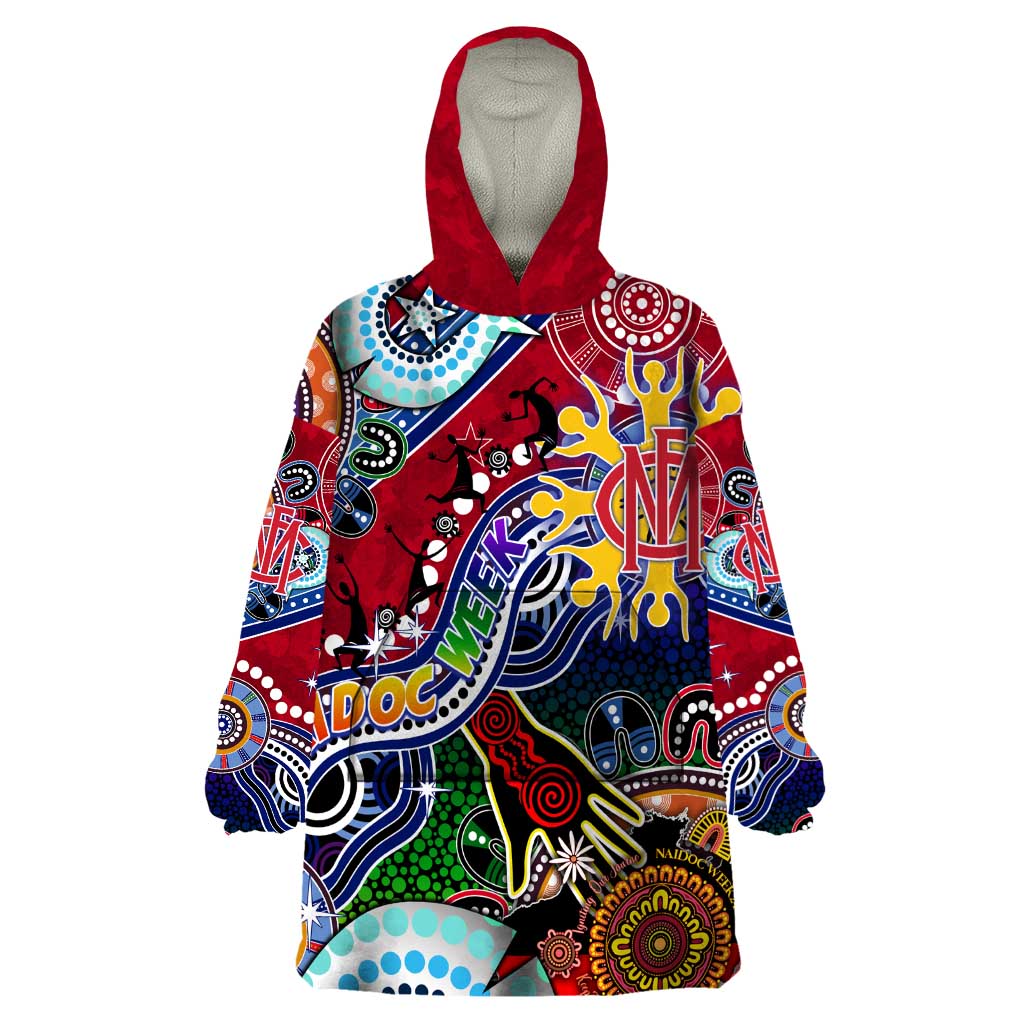 Custom NAIDOC Week 2024 Melbourne Demons Wearable Blanket Hoodie Australia Aboriginal Dot Painting
