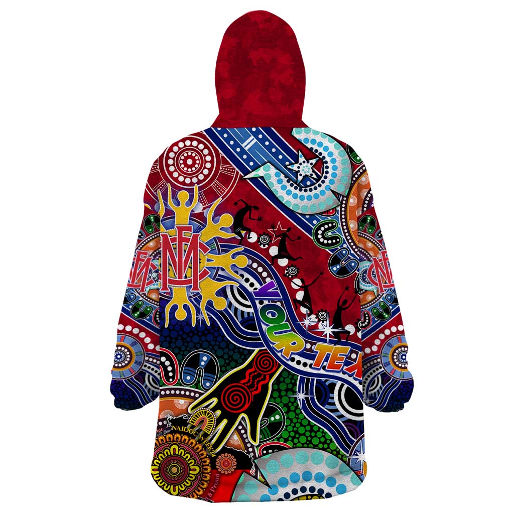 Custom NAIDOC Week 2024 Melbourne Demons Wearable Blanket Hoodie Australia Aboriginal Dot Painting