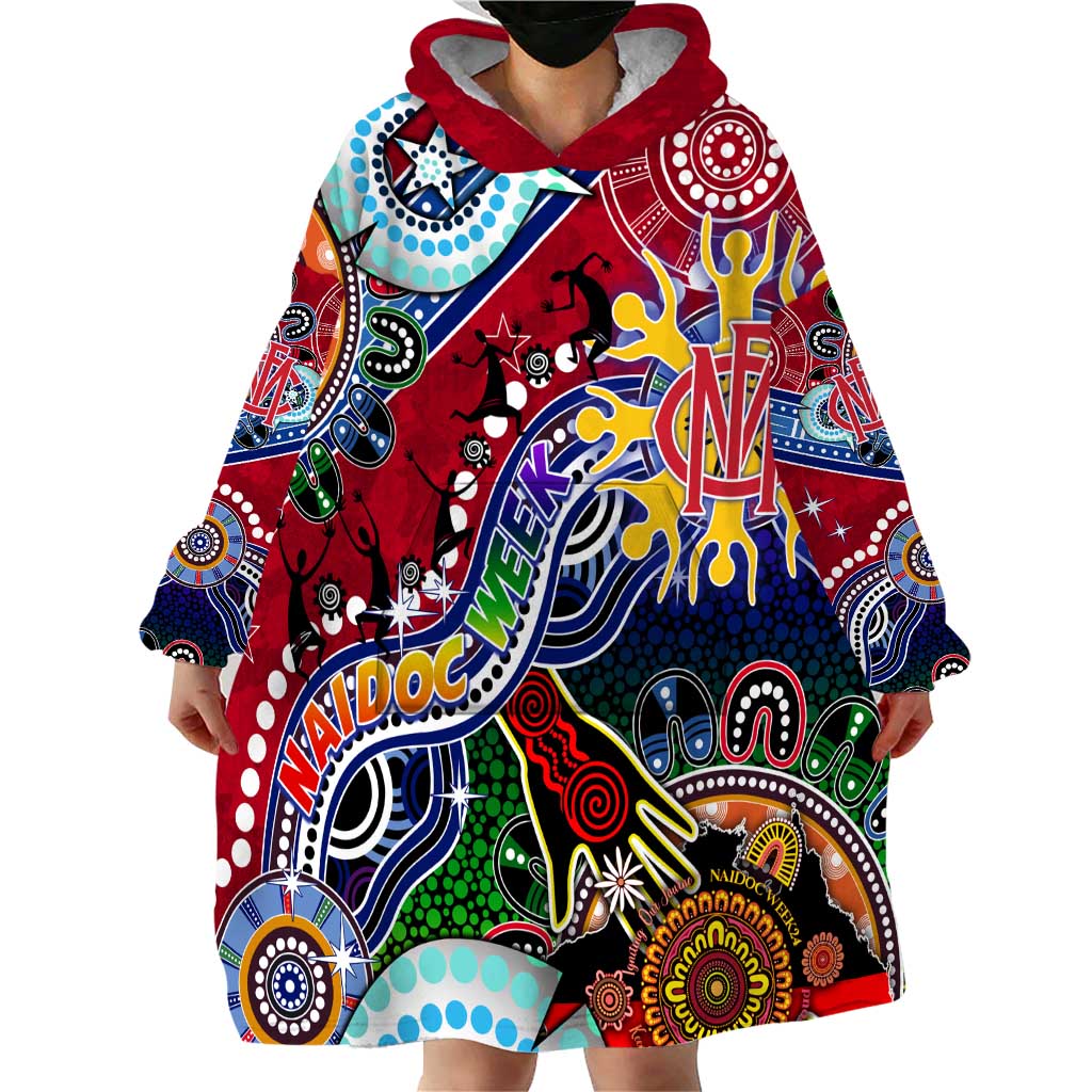 Custom NAIDOC Week 2024 Melbourne Demons Wearable Blanket Hoodie Australia Aboriginal Dot Painting