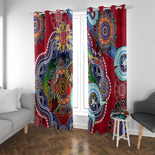 Custom NAIDOC Week 2024 Melbourne Demons Window Curtain Australia Aboriginal Dot Painting