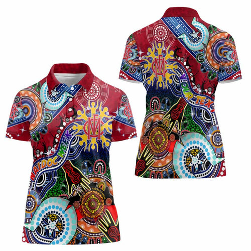 Custom NAIDOC Week 2024 Melbourne Demons Women Polo Shirt Australia Aboriginal Dot Painting