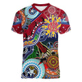 Custom NAIDOC Week 2024 Melbourne Demons Women V-Neck T-Shirt Australia Aboriginal Dot Painting