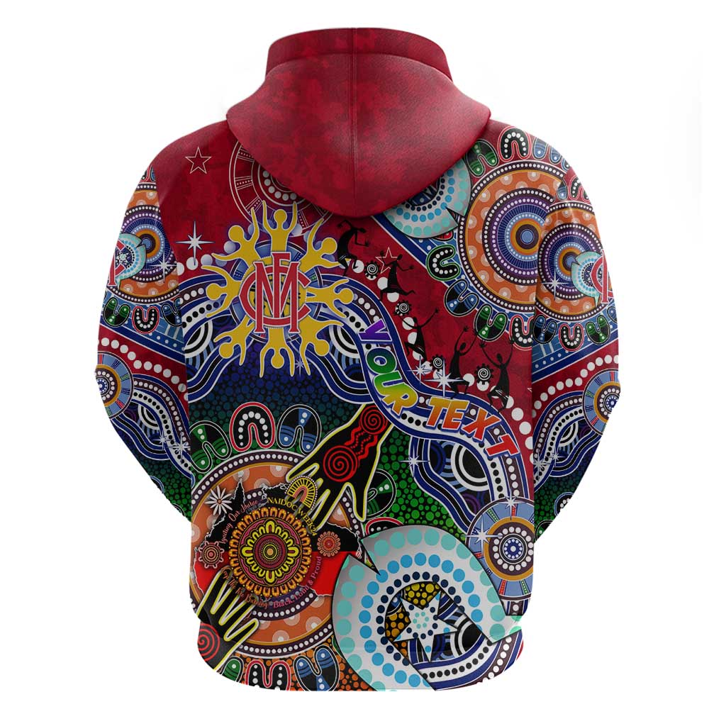 Custom NAIDOC Week 2024 Melbourne Demons Zip Hoodie Australia Aboriginal Dot Painting