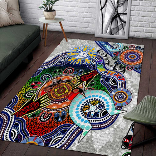 Custom NAIDOC Week 2024 North Melbourne Kangaroos Area Rug Australia Aboriginal Dot Painting