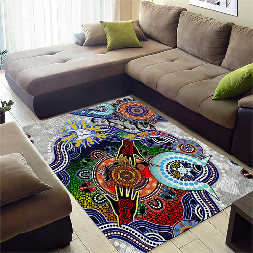Custom NAIDOC Week 2024 North Melbourne Kangaroos Area Rug Australia Aboriginal Dot Painting