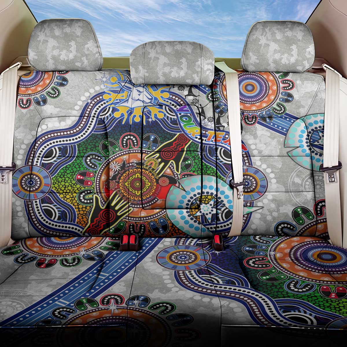 Custom NAIDOC Week 2024 North Melbourne Kangaroos Back Car Seat Cover Australia Aboriginal Dot Painting