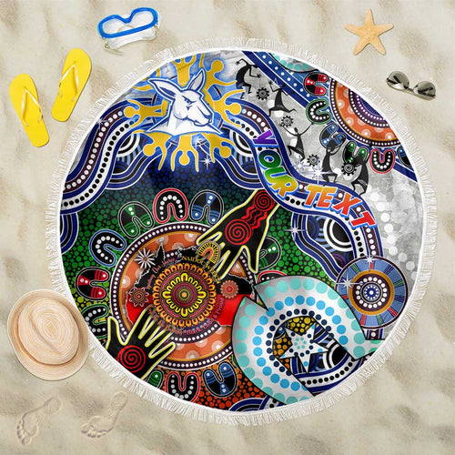 Custom NAIDOC Week 2024 North Melbourne Kangaroos Beach Blanket Australia Aboriginal Dot Painting