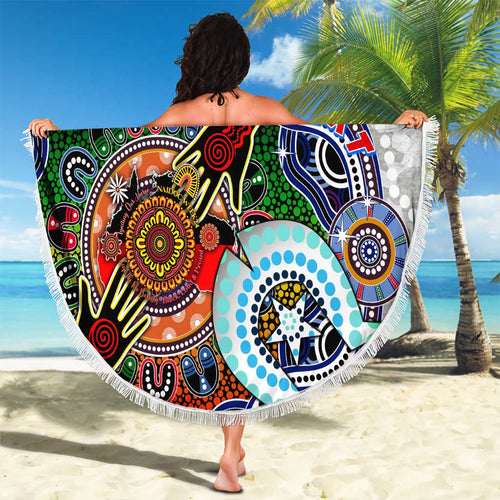Custom NAIDOC Week 2024 North Melbourne Kangaroos Beach Blanket Australia Aboriginal Dot Painting