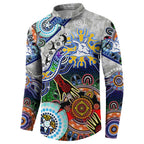 Custom NAIDOC Week 2024 North Melbourne Kangaroos Button Sweatshirt Australia Aboriginal Dot Painting