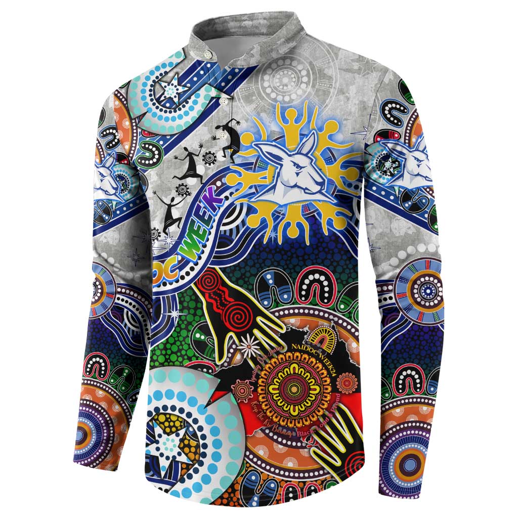 Custom NAIDOC Week 2024 North Melbourne Kangaroos Button Sweatshirt Australia Aboriginal Dot Painting