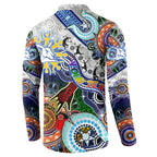 Custom NAIDOC Week 2024 North Melbourne Kangaroos Button Sweatshirt Australia Aboriginal Dot Painting