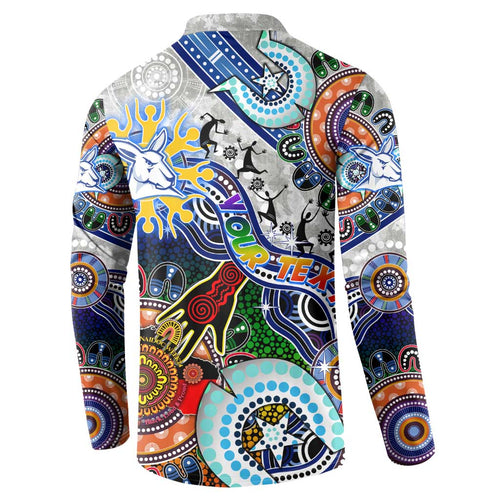 Custom NAIDOC Week 2024 North Melbourne Kangaroos Button Sweatshirt Australia Aboriginal Dot Painting