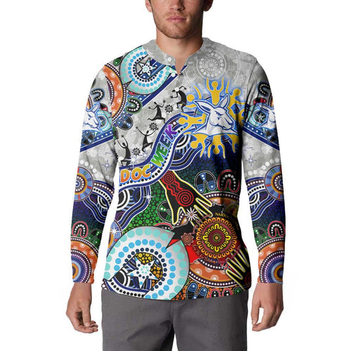 Custom NAIDOC Week 2024 North Melbourne Kangaroos Button Sweatshirt Australia Aboriginal Dot Painting