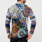 Custom NAIDOC Week 2024 North Melbourne Kangaroos Button Sweatshirt Australia Aboriginal Dot Painting