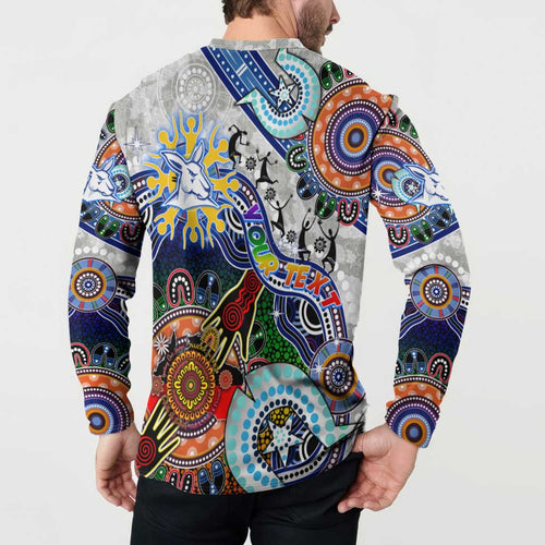 Custom NAIDOC Week 2024 North Melbourne Kangaroos Button Sweatshirt Australia Aboriginal Dot Painting