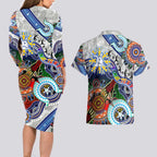 Custom NAIDOC Week 2024 North Melbourne Kangaroos Couples Matching Long Sleeve Bodycon Dress and Hawaiian Shirt Australia Aboriginal Dot Painting