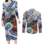 Custom NAIDOC Week 2024 North Melbourne Kangaroos Couples Matching Long Sleeve Bodycon Dress and Long Sleeve Button Shirt Australia Aboriginal Dot Painting