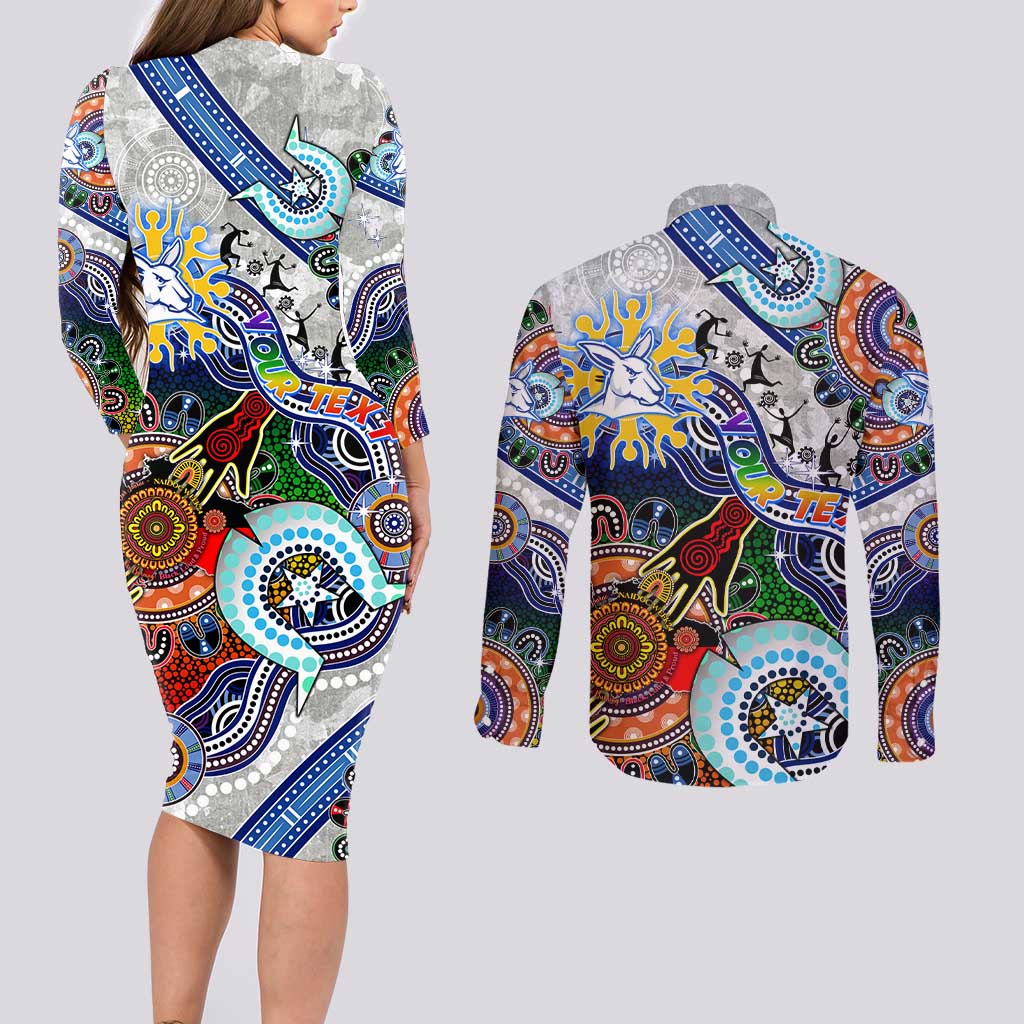 Custom NAIDOC Week 2024 North Melbourne Kangaroos Couples Matching Long Sleeve Bodycon Dress and Long Sleeve Button Shirt Australia Aboriginal Dot Painting