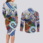 Custom NAIDOC Week 2024 North Melbourne Kangaroos Couples Matching Long Sleeve Bodycon Dress and Long Sleeve Button Shirt Australia Aboriginal Dot Painting