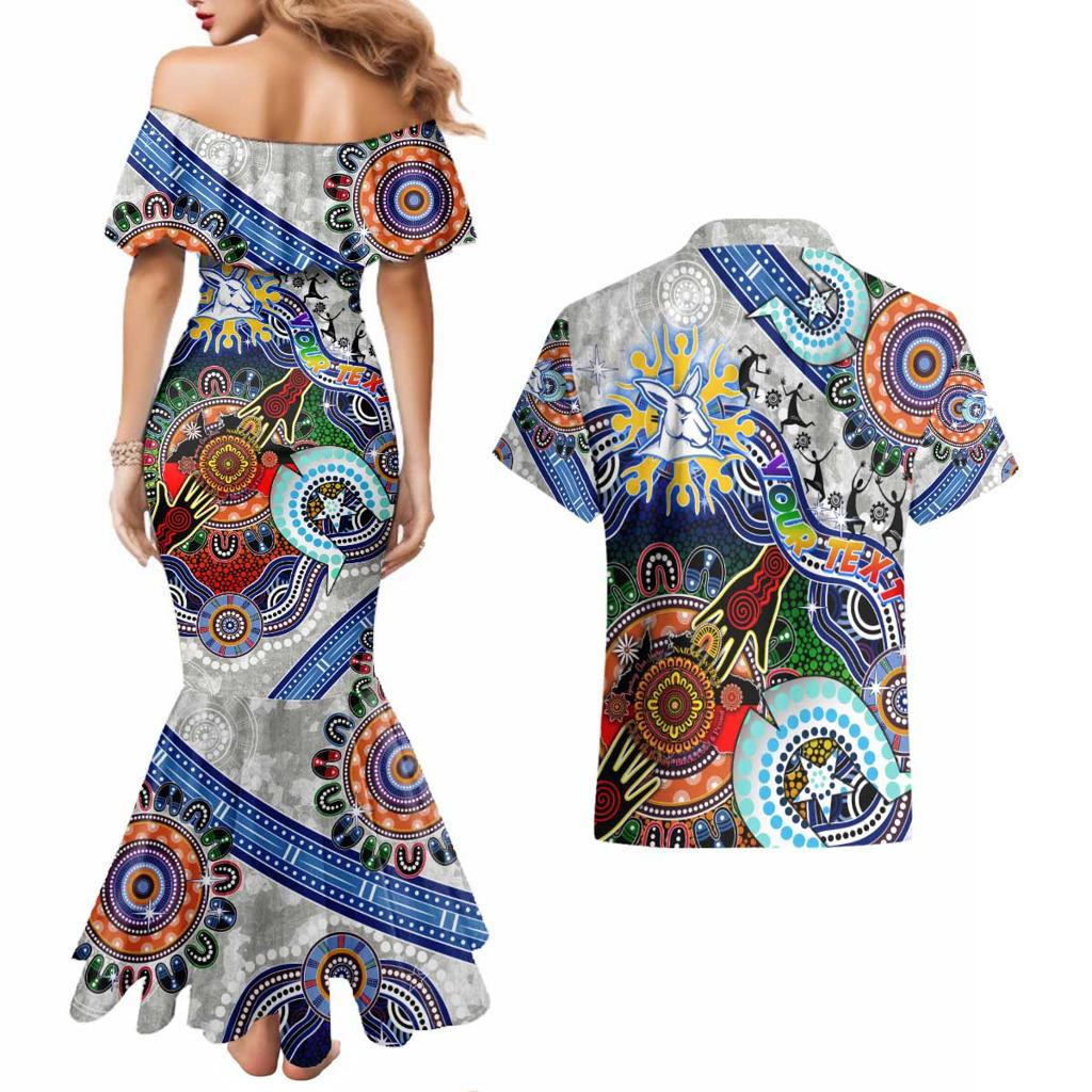 Custom NAIDOC Week 2024 North Melbourne Kangaroos Couples Matching Mermaid Dress and Hawaiian Shirt Australia Aboriginal Dot Painting