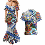 Custom NAIDOC Week 2024 North Melbourne Kangaroos Couples Matching Mermaid Dress and Hawaiian Shirt Australia Aboriginal Dot Painting