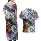 Custom NAIDOC Week 2024 North Melbourne Kangaroos Couples Matching Off Shoulder Maxi Dress and Hawaiian Shirt Australia Aboriginal Dot Painting