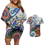 Custom NAIDOC Week 2024 North Melbourne Kangaroos Couples Matching Off Shoulder Short Dress and Hawaiian Shirt Australia Aboriginal Dot Painting