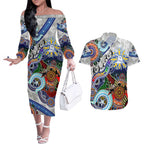 Custom NAIDOC Week 2024 North Melbourne Kangaroos Couples Matching Off The Shoulder Long Sleeve Dress and Hawaiian Shirt Australia Aboriginal Dot Painting