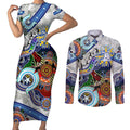 Custom NAIDOC Week 2024 North Melbourne Kangaroos Couples Matching Short Sleeve Bodycon Dress and Long Sleeve Button Shirt Australia Aboriginal Dot Painting