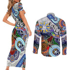 Custom NAIDOC Week 2024 North Melbourne Kangaroos Couples Matching Short Sleeve Bodycon Dress and Long Sleeve Button Shirt Australia Aboriginal Dot Painting