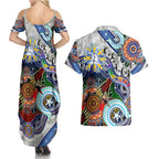 Custom NAIDOC Week 2024 North Melbourne Kangaroos Couples Matching Summer Maxi Dress and Hawaiian Shirt Australia Aboriginal Dot Painting