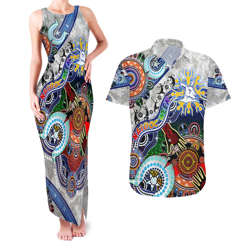 Custom NAIDOC Week 2024 North Melbourne Kangaroos Couples Matching Tank Maxi Dress and Hawaiian Shirt Australia Aboriginal Dot Painting