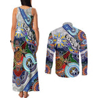 Custom NAIDOC Week 2024 North Melbourne Kangaroos Couples Matching Tank Maxi Dress and Long Sleeve Button Shirt Australia Aboriginal Dot Painting