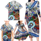 Custom NAIDOC Week 2024 North Melbourne Kangaroos Family Matching Long Sleeve Bodycon Dress and Hawaiian Shirt Australia Aboriginal Dot Painting