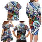 Custom NAIDOC Week 2024 North Melbourne Kangaroos Family Matching Long Sleeve Bodycon Dress and Hawaiian Shirt Australia Aboriginal Dot Painting