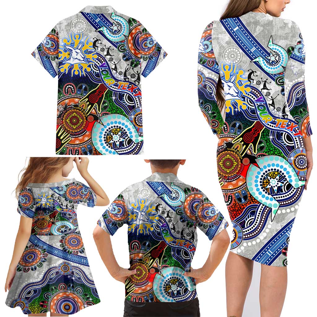 Custom NAIDOC Week 2024 North Melbourne Kangaroos Family Matching Long Sleeve Bodycon Dress and Hawaiian Shirt Australia Aboriginal Dot Painting