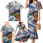 Custom NAIDOC Week 2024 North Melbourne Kangaroos Family Matching Mermaid Dress and Hawaiian Shirt Australia Aboriginal Dot Painting