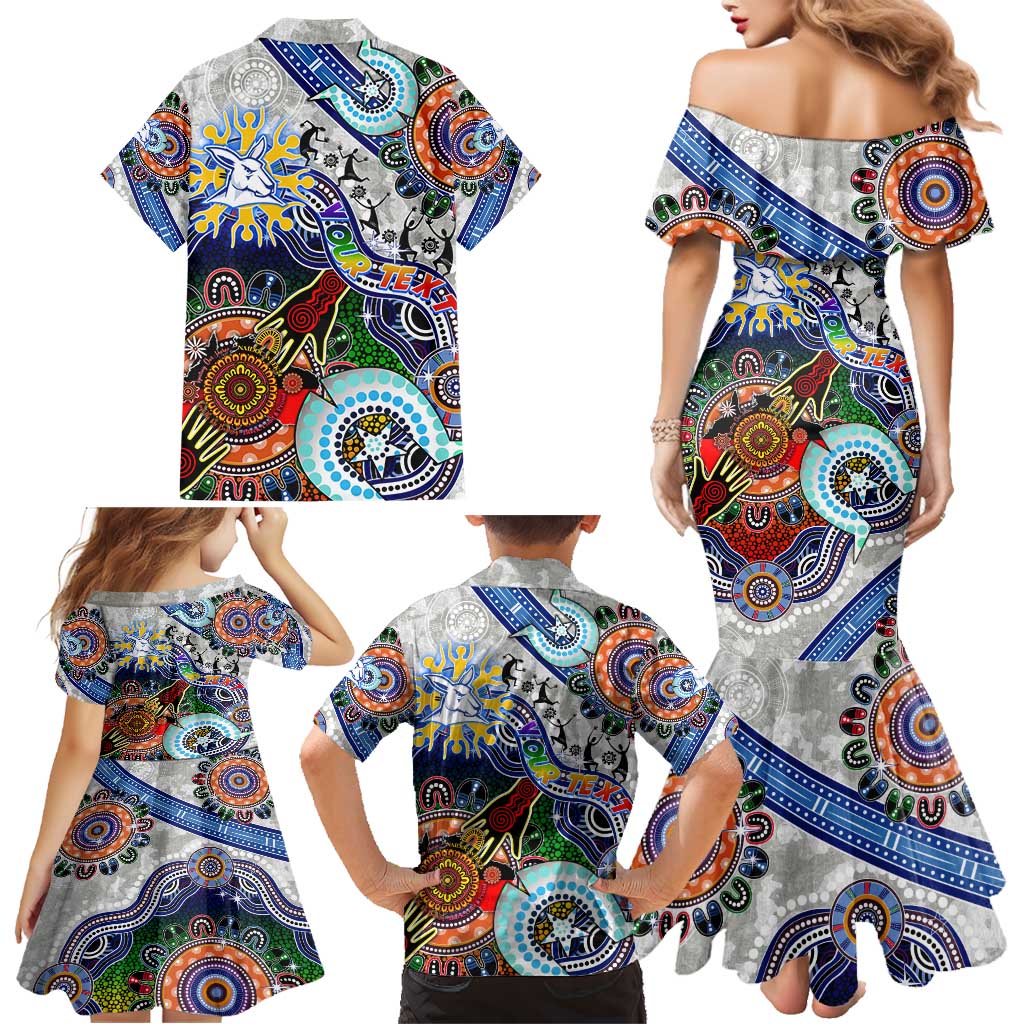 Custom NAIDOC Week 2024 North Melbourne Kangaroos Family Matching Mermaid Dress and Hawaiian Shirt Australia Aboriginal Dot Painting