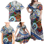 Custom NAIDOC Week 2024 North Melbourne Kangaroos Family Matching Off Shoulder Maxi Dress and Hawaiian Shirt Australia Aboriginal Dot Painting