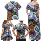 Custom NAIDOC Week 2024 North Melbourne Kangaroos Family Matching Off Shoulder Maxi Dress and Hawaiian Shirt Australia Aboriginal Dot Painting