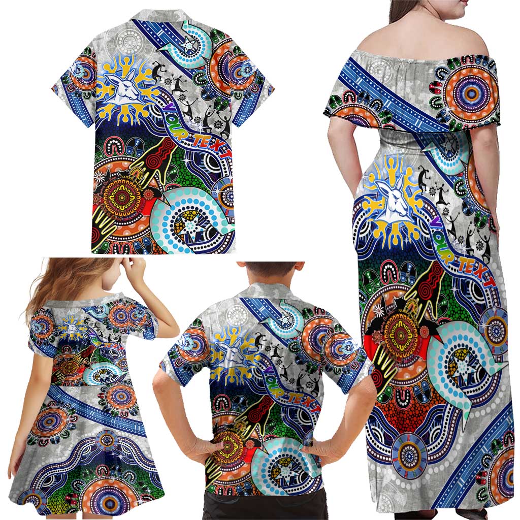 Custom NAIDOC Week 2024 North Melbourne Kangaroos Family Matching Off Shoulder Maxi Dress and Hawaiian Shirt Australia Aboriginal Dot Painting