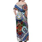 Custom NAIDOC Week 2024 North Melbourne Kangaroos Family Matching Off Shoulder Maxi Dress and Hawaiian Shirt Australia Aboriginal Dot Painting