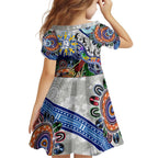 Custom NAIDOC Week 2024 North Melbourne Kangaroos Family Matching Off Shoulder Short Dress and Hawaiian Shirt Australia Aboriginal Dot Painting