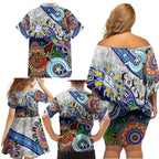 Custom NAIDOC Week 2024 North Melbourne Kangaroos Family Matching Off Shoulder Short Dress and Hawaiian Shirt Australia Aboriginal Dot Painting