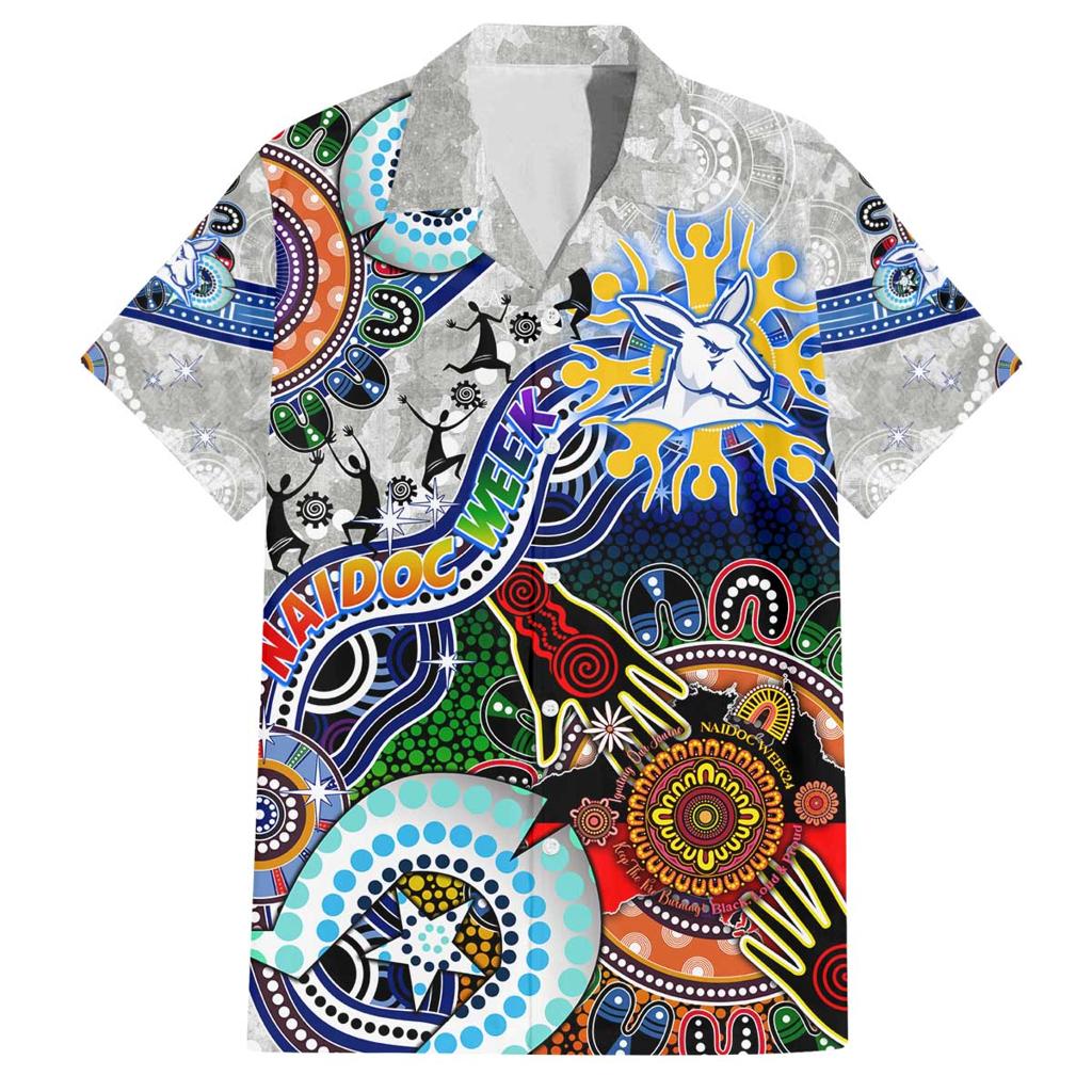Custom NAIDOC Week 2024 North Melbourne Kangaroos Family Matching Off Shoulder Short Dress and Hawaiian Shirt Australia Aboriginal Dot Painting