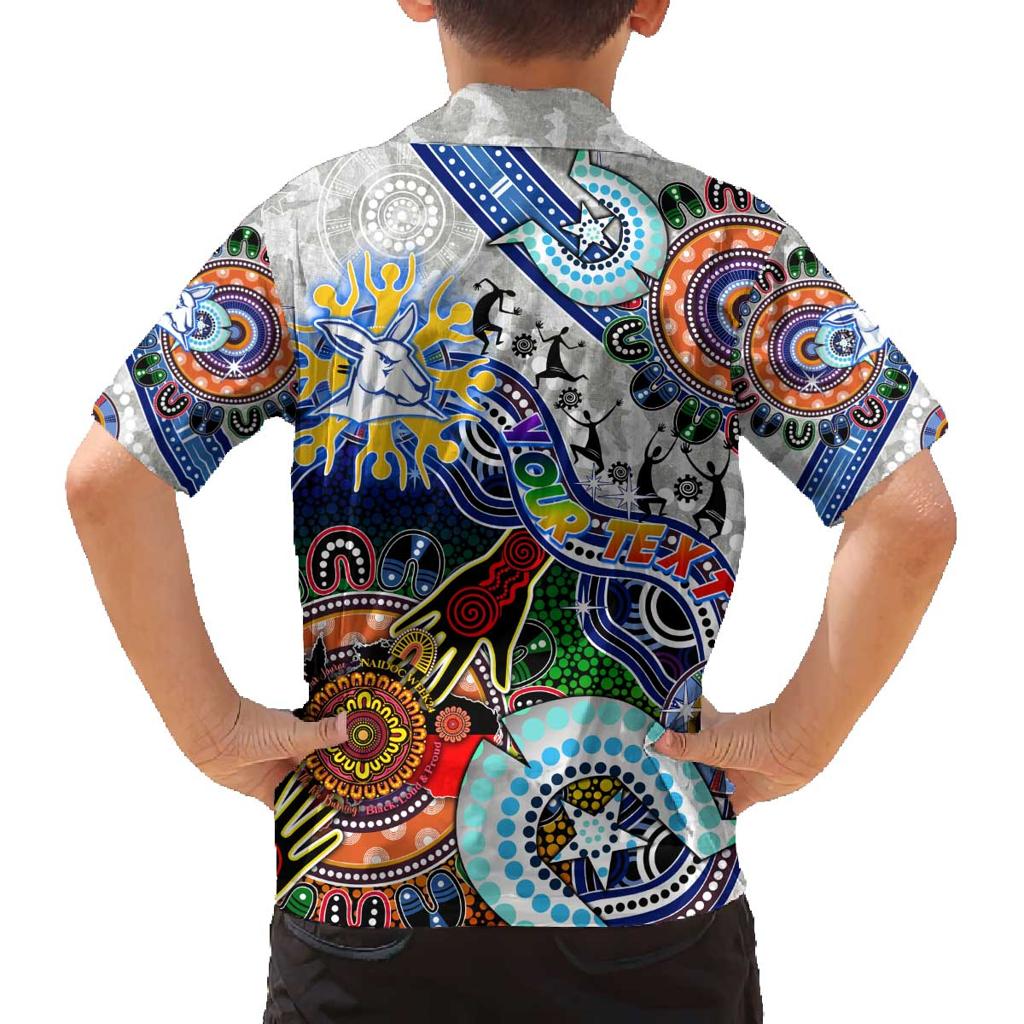 Custom NAIDOC Week 2024 North Melbourne Kangaroos Family Matching Puletasi and Hawaiian Shirt Australia Aboriginal Dot Painting