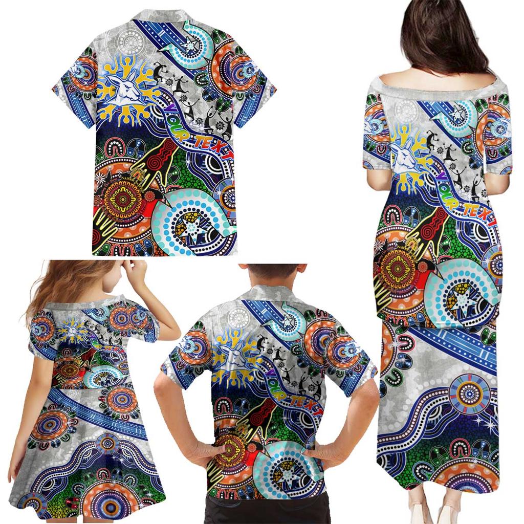 Custom NAIDOC Week 2024 North Melbourne Kangaroos Family Matching Puletasi and Hawaiian Shirt Australia Aboriginal Dot Painting