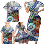 Custom NAIDOC Week 2024 North Melbourne Kangaroos Family Matching Short Sleeve Bodycon Dress and Hawaiian Shirt Australia Aboriginal Dot Painting
