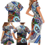 Custom NAIDOC Week 2024 North Melbourne Kangaroos Family Matching Short Sleeve Bodycon Dress and Hawaiian Shirt Australia Aboriginal Dot Painting