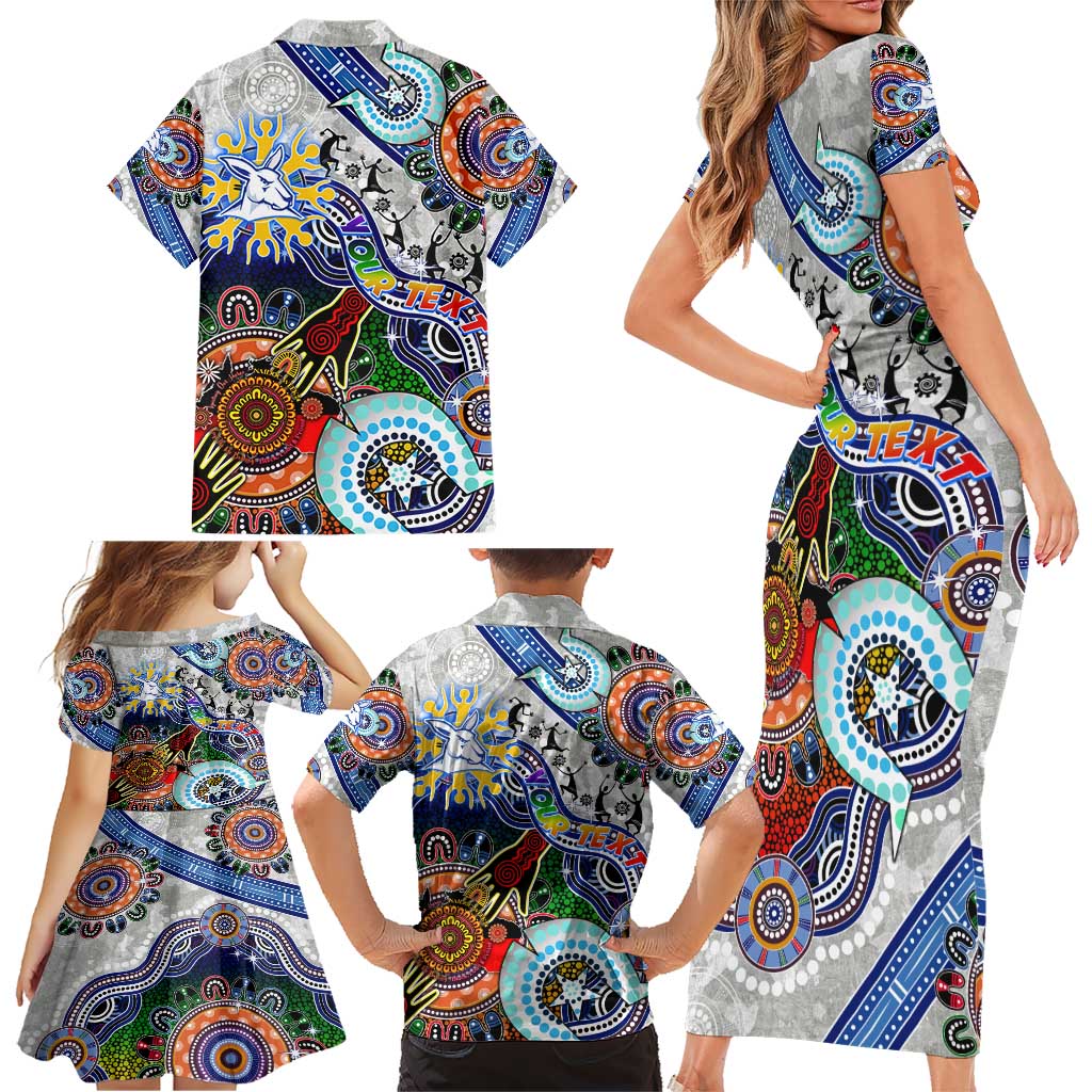Custom NAIDOC Week 2024 North Melbourne Kangaroos Family Matching Short Sleeve Bodycon Dress and Hawaiian Shirt Australia Aboriginal Dot Painting